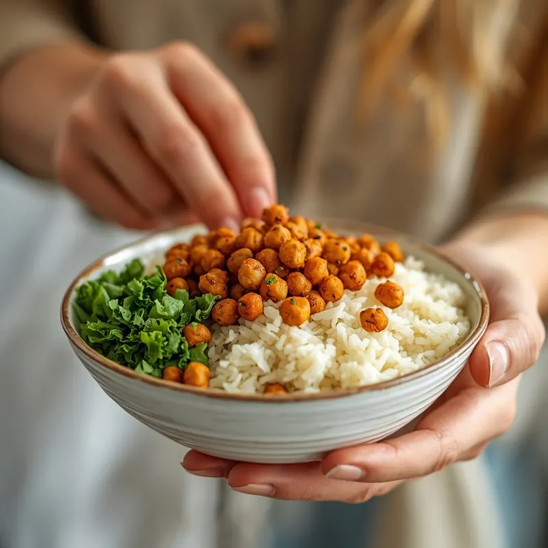 Crispy Cabbage Chickpea Rice Bowls