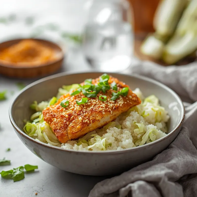 Crispy Cod and Cabbage Rice Bowls Crispy Cod and Cabbage Rice Bowls