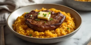 Golden Garlic Butter Steak and Pumpkin Rice Bowls