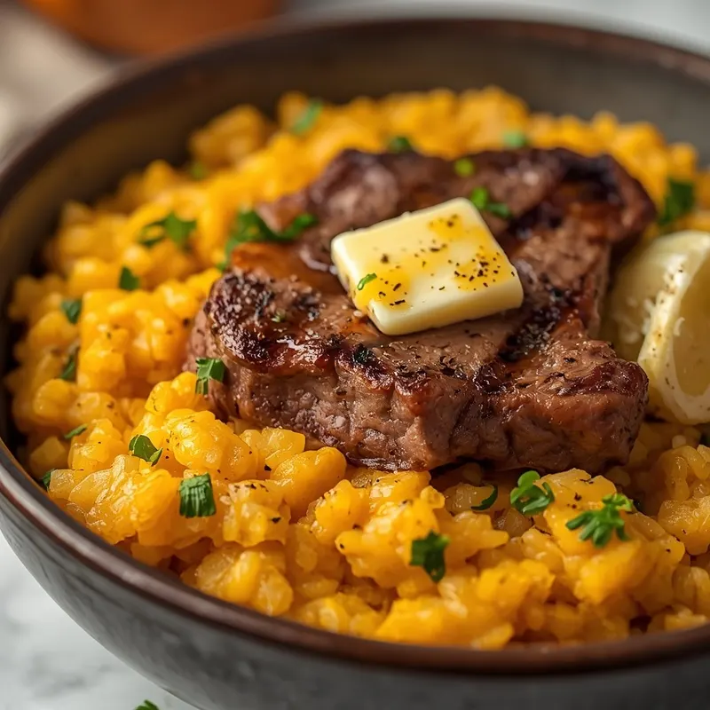 Golden Garlic Butter Steak and Pumpkin Rice Bowls Golden Garlic Butter Steak and Pumpkin Rice Bowls