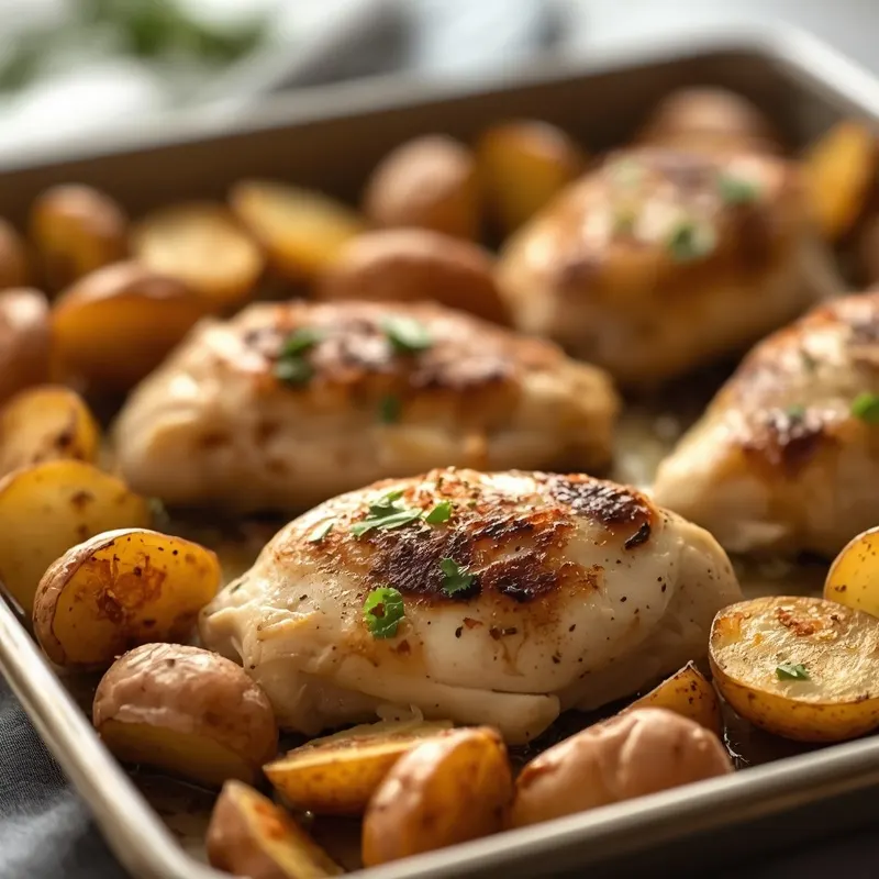 Golden Garlic Chicken Potato Sheet Pan Dinner Golden Garlic Chicken Potato Sheet Pan Dinner
