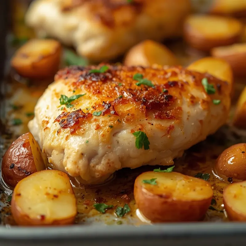 Golden Garlic Chicken Potato Sheet Pan Dinner Golden Garlic Chicken Potato Sheet Pan Dinner