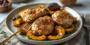 Golden Garlic Herb Chicken and Acorn Squash Sheet Pan