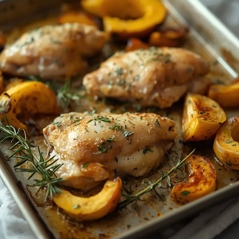 Golden Garlic Herb Chicken and Acorn Squash Sheet Pan Golden Garlic Herb Chicken and Acorn Squash Sheet Pan