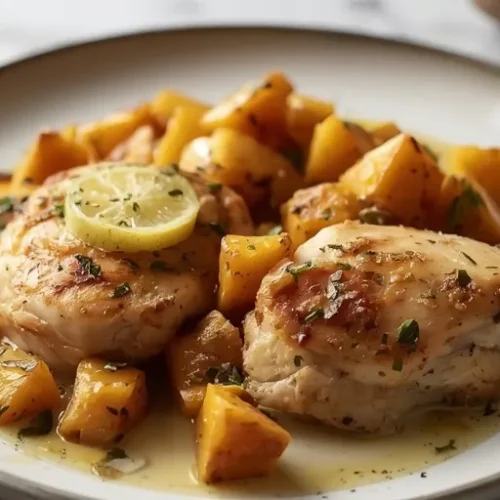garlic parmesan chicken and butternut squash skillet recipe