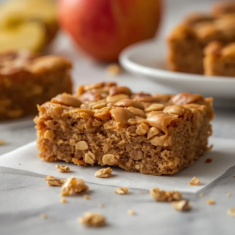Golden Healthy Peanut Butter Apple Oatmeal Bars