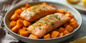 Golden Honey Mustard Salmon and Butternut Squash Sheet Pan