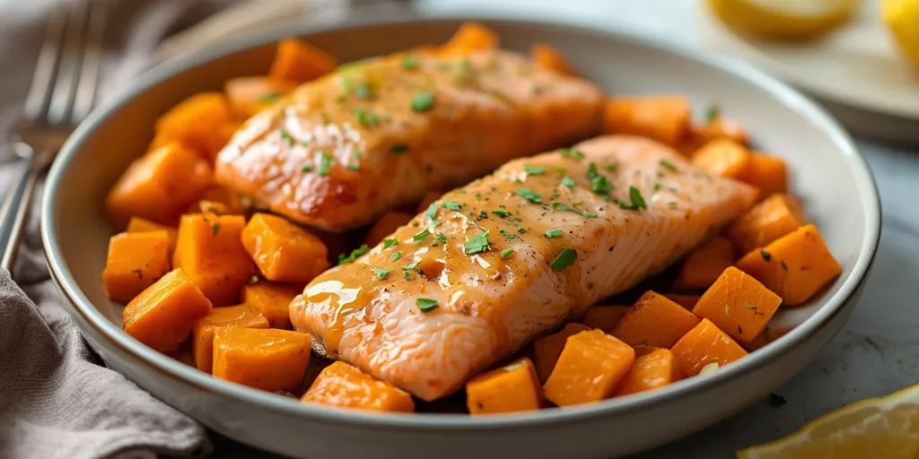honey mustard salmon and butternut squash sheet pan recipe