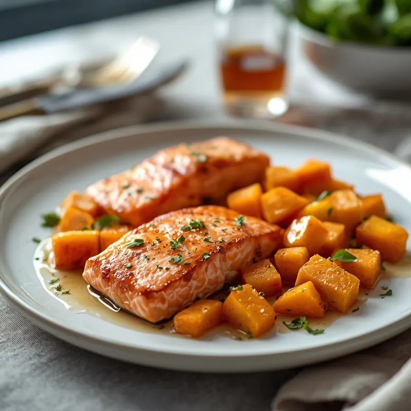 Golden Honey Mustard Salmon and Butternut Squash Sheet Pan Golden Honey Mustard Salmon and Butternut Squash Sheet Pan