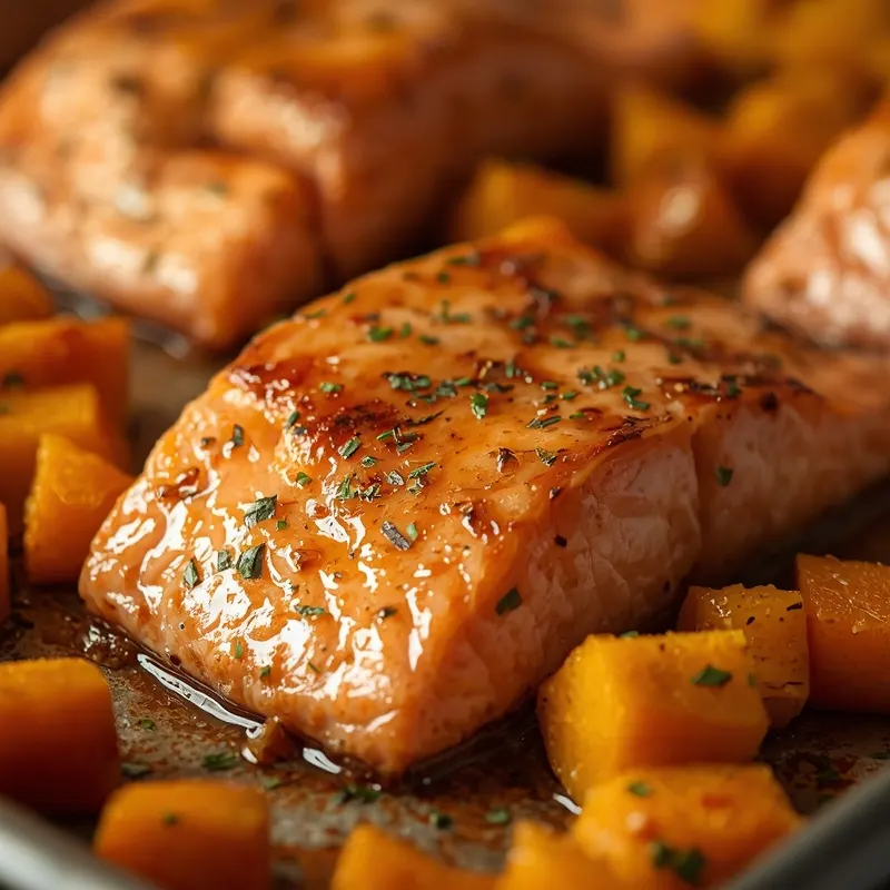 Golden Honey Mustard Salmon and Butternut Squash Sheet Pan Golden Honey Mustard Salmon and Butternut Squash Sheet Pan