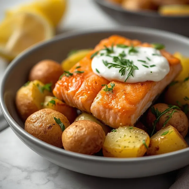 Colorful Lemon Dill Salmon Potato Bowls Colorful Lemon Dill Salmon Potato Bowls