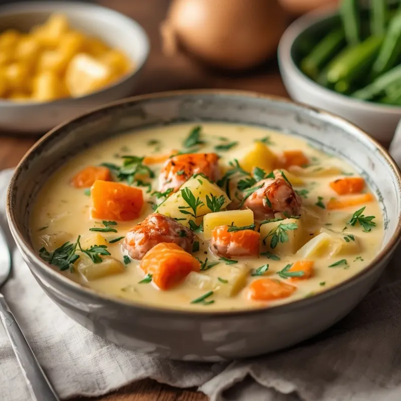Creamy Lemon Garlic Salmon Potato Chowder Creamy Lemon Garlic Salmon Potato Chowder