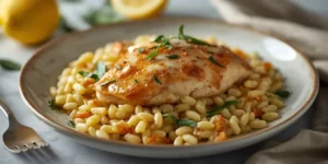 Golden Lemon Sage Chicken Orzo Bake