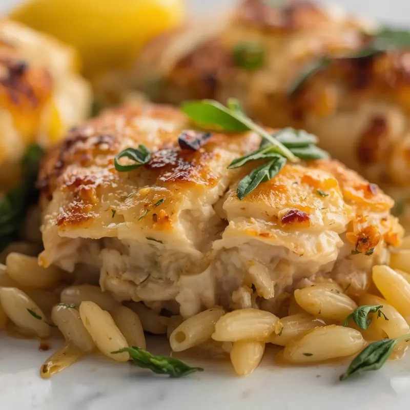 Golden Lemon Sage Chicken Orzo Bake Golden Lemon Sage Chicken Orzo Bake