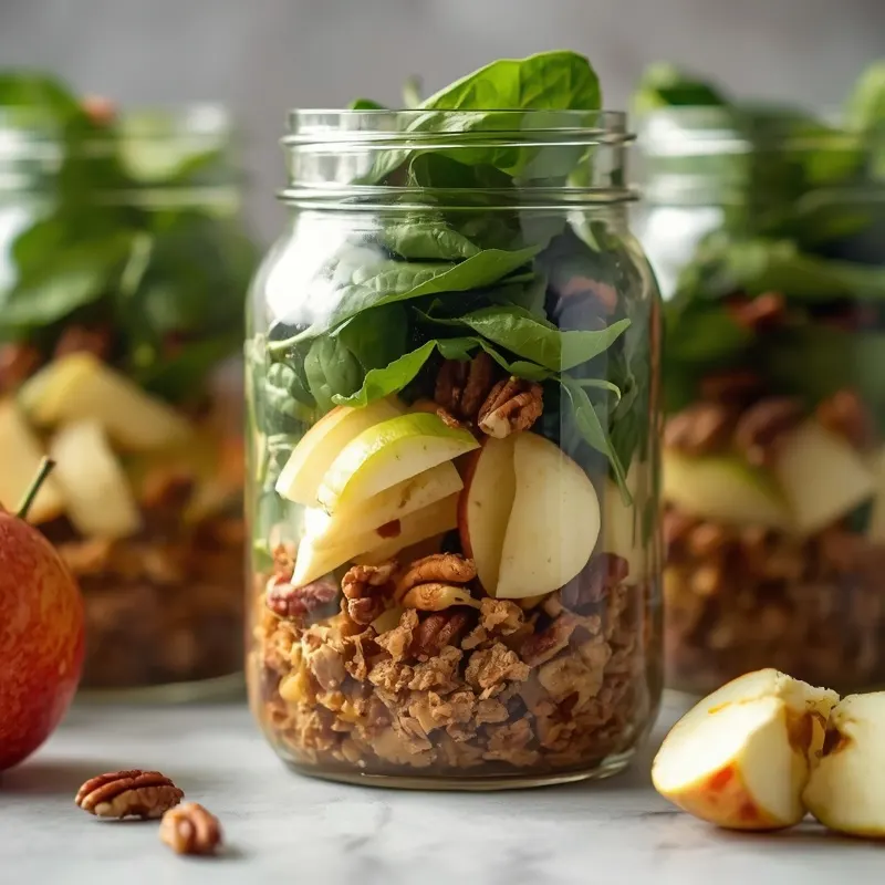 Colorful Meal Prep Apple Pecan Spinach Salad Jars Colorful Meal Prep Apple Pecan Spinach Salad Jars