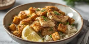 Colorful Meal Prep Chicken Lemon Dill Rice Bowls