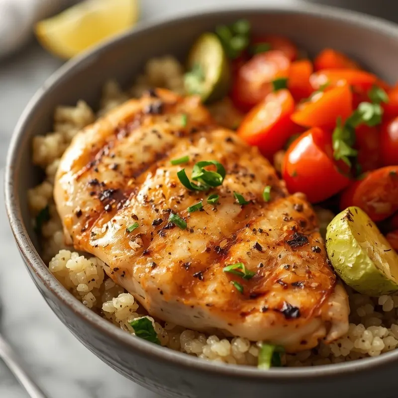 Colorful Meal Prep Garlic Herb Chicken Quinoa Bowls