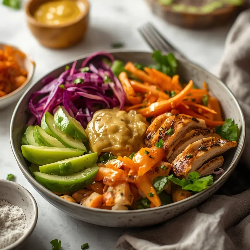 Colorful Meal Prep Honey Mustard Chicken Slaw Bowls Colorful Meal Prep Honey Mustard Chicken Slaw Bowls