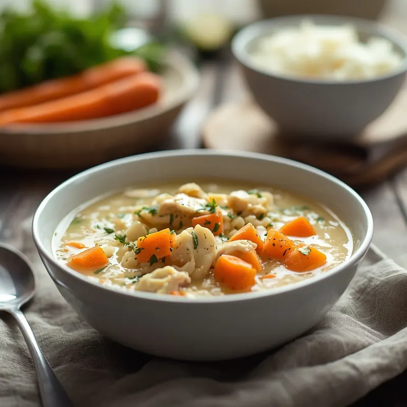 Cozy One Pot Creamy Chicken and Rice Soup