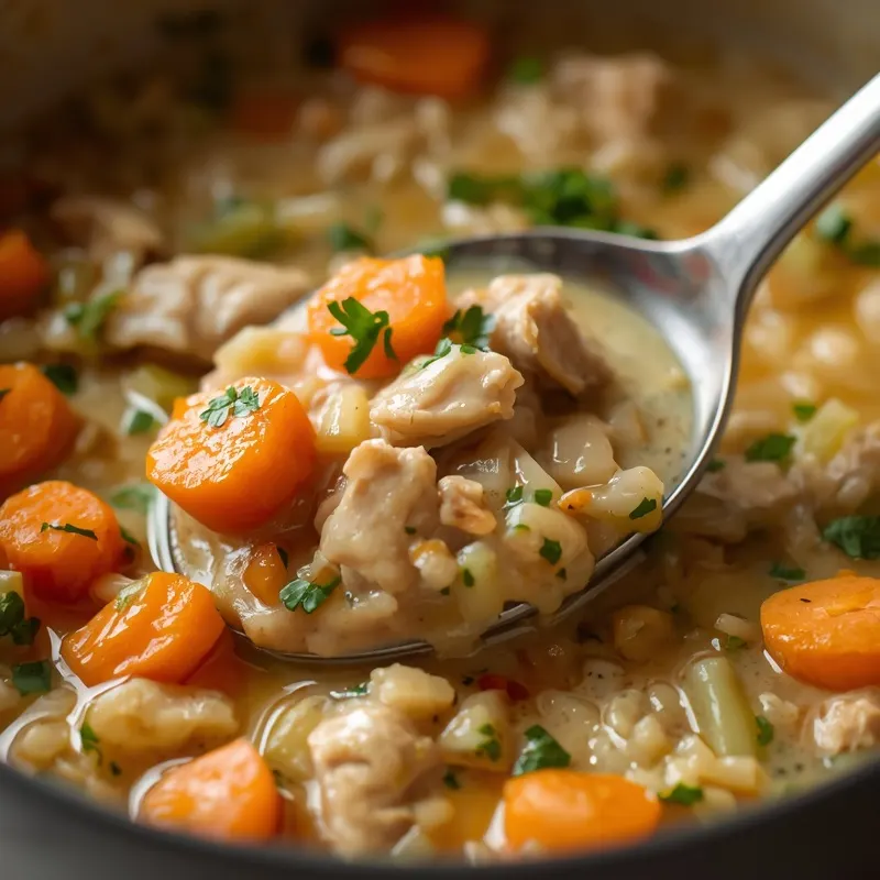Cozy One Pot Creamy Chicken and Rice Soup