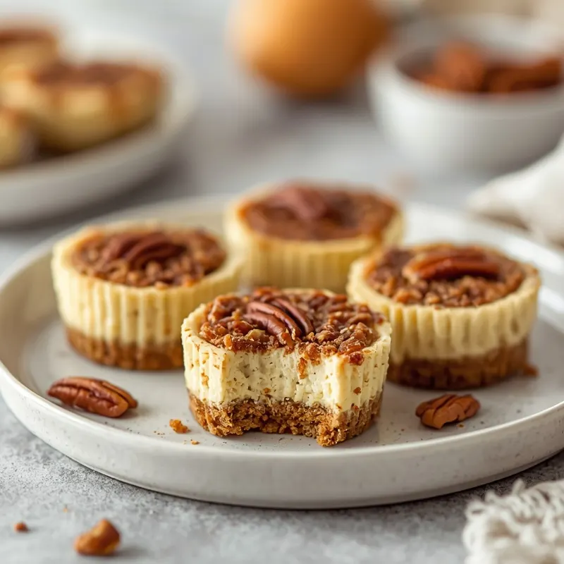 Rich Pecan Cheesecake Bites with Crunchy Pecan Topping Rich Pecan Cheesecake Bites with Crunchy Pecan Topping