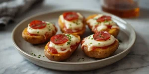 Golden Pepperoni Pizza Potato Skins