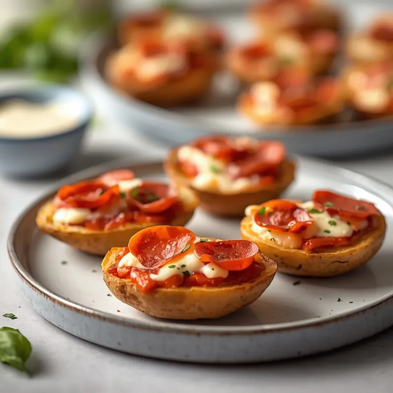 Golden Pepperoni Pizza Potato Skins