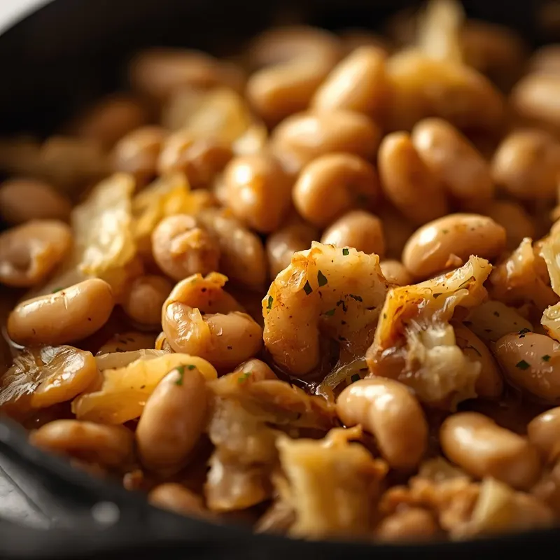 Golden Roasted Cabbage White Bean Skillet