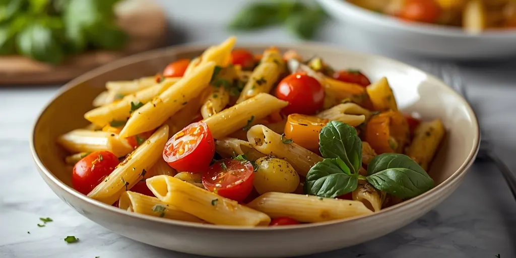 roasted vegetable pesto pasta bake recipe