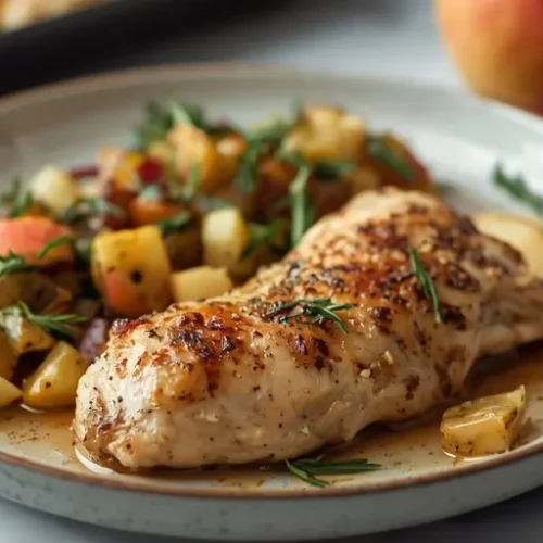 rosemary apple chicken sheet pan dinner recipe