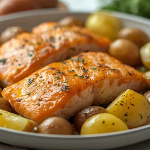 sheet pan salmon potato dinner recipe