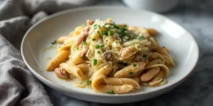 Creamy Vegan Cabbage Alfredo with White Beans