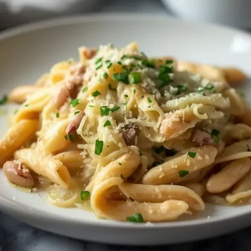 vegan cabbage alfredo with white beans recipe