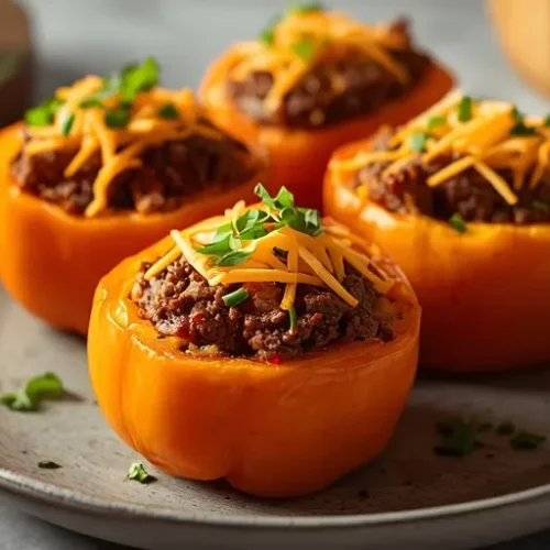 beef and pumpkin stuffed peppers recipe