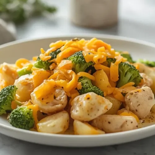 cheesy chicken broccoli potato skillet recipe