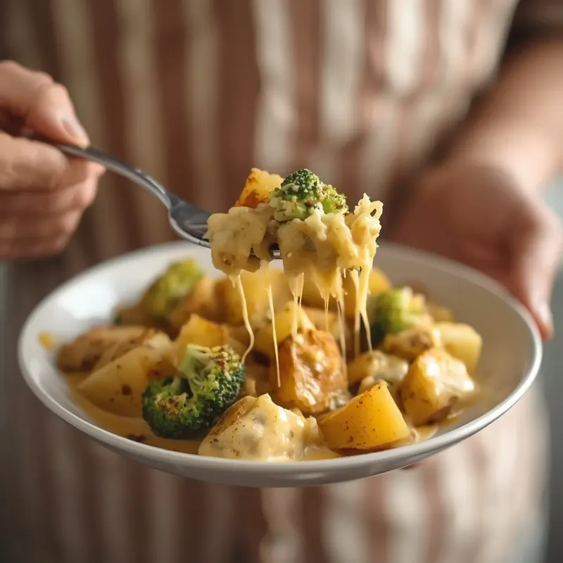 Cheesy Chicken Broccoli Potato Skillet