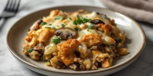 Cheesy Mushroom Wild Rice Casserole