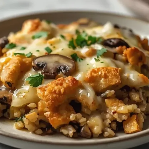 cheesy mushroom wild rice casserole recipe