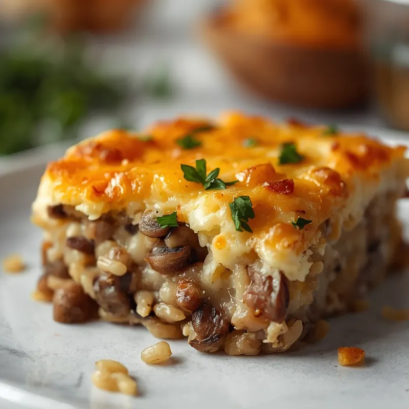 Cheesy Mushroom Wild Rice Casserole