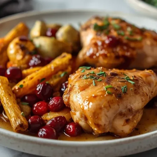 cranberry mustard chicken sheet pan dinner recipe