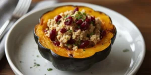 Golden Cranberry Turkey Stuffed Acorn Squash