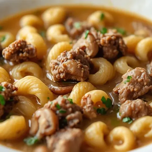 creamy beef mushroom ditalini soup recipe