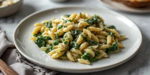 Creamy Spinach Artichoke Orzo Bake