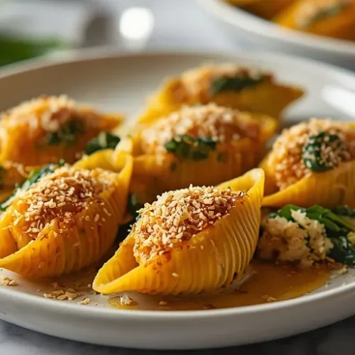 creamy spinach pumpkin pasta shells recipe