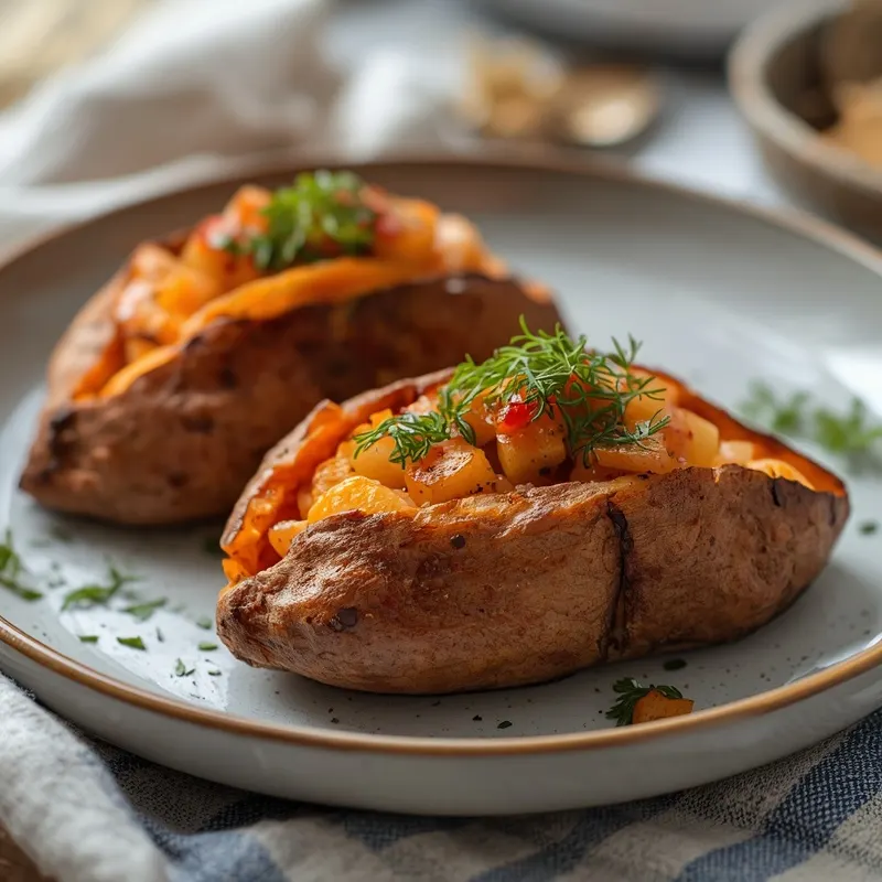 Crispy Salmon Stuffed Sweet Potatoes Crispy Salmon Stuffed Sweet Potatoes