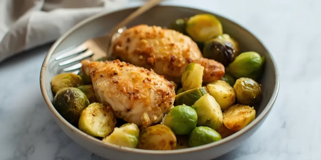 Golden Garlic Butter Chicken and Brussels Sprouts Skillet 1 garlic butter chicken and brussels sprouts skillet recipe