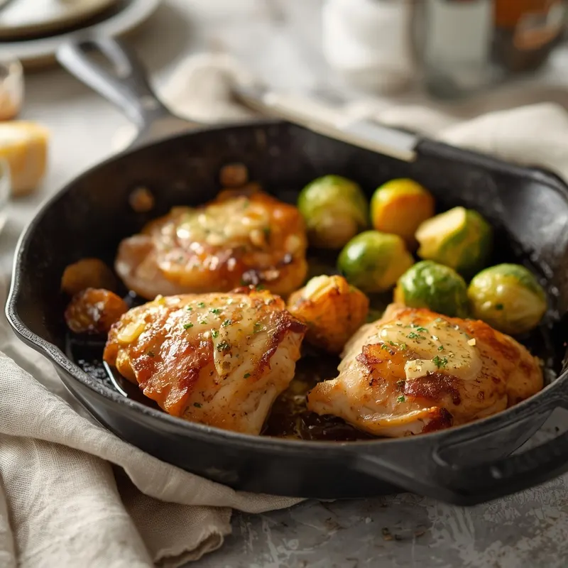 Golden Garlic Butter Chicken and Brussels Sprouts Skillet Golden Garlic Butter Chicken and Brussels Sprouts Skillet