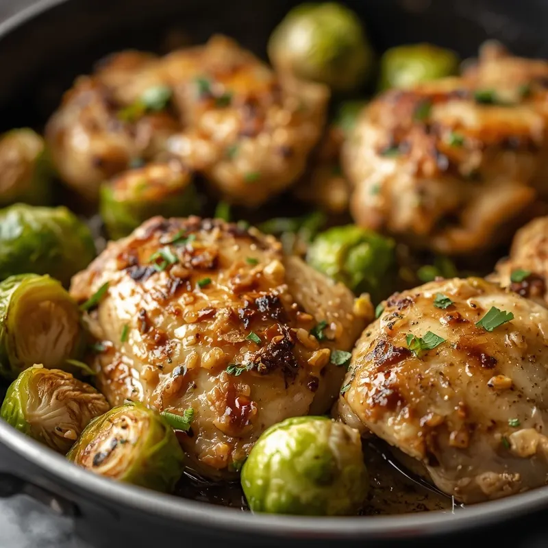 Golden Garlic Butter Chicken and Brussels Sprouts Skillet Golden Garlic Butter Chicken and Brussels Sprouts Skillet