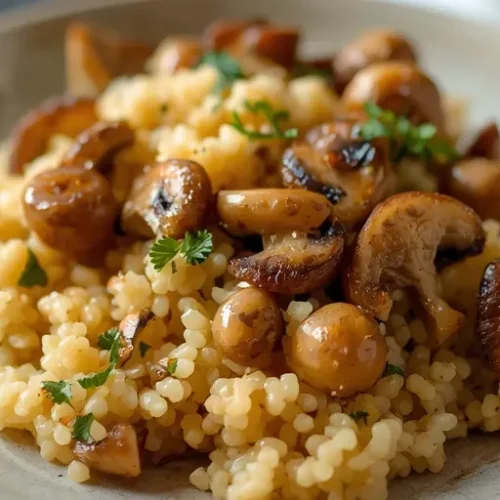 garlic butter mushroom couscous skillet recipe