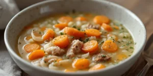 Creamy Garlic Herb Turkey and Wild Rice Soup